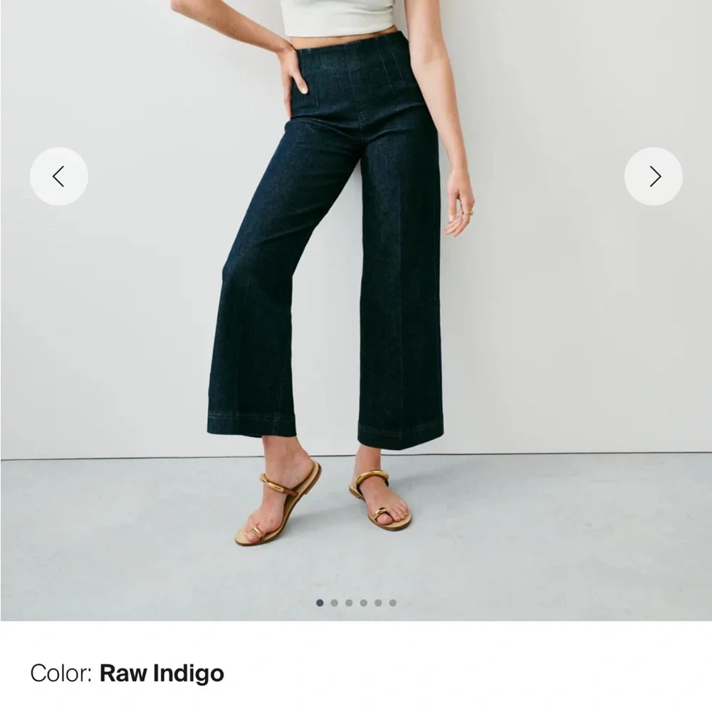 NWT Spanx Zero Waistband Cropped Women's Wide-Legged Jeans in Raw Indigo - 1X - Picture 1 of 6